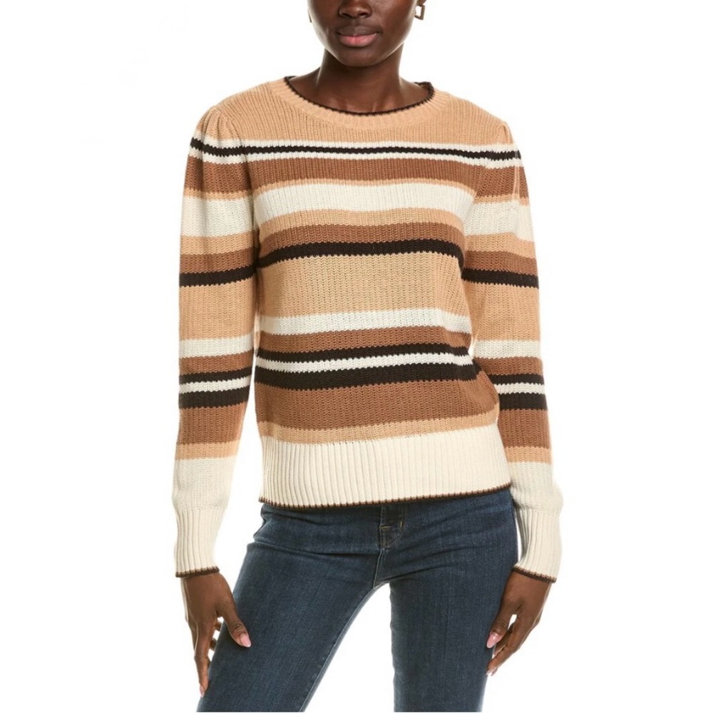 Tyler Boe Nwt Sz S Julianne Striped Brown And Cream Sweater